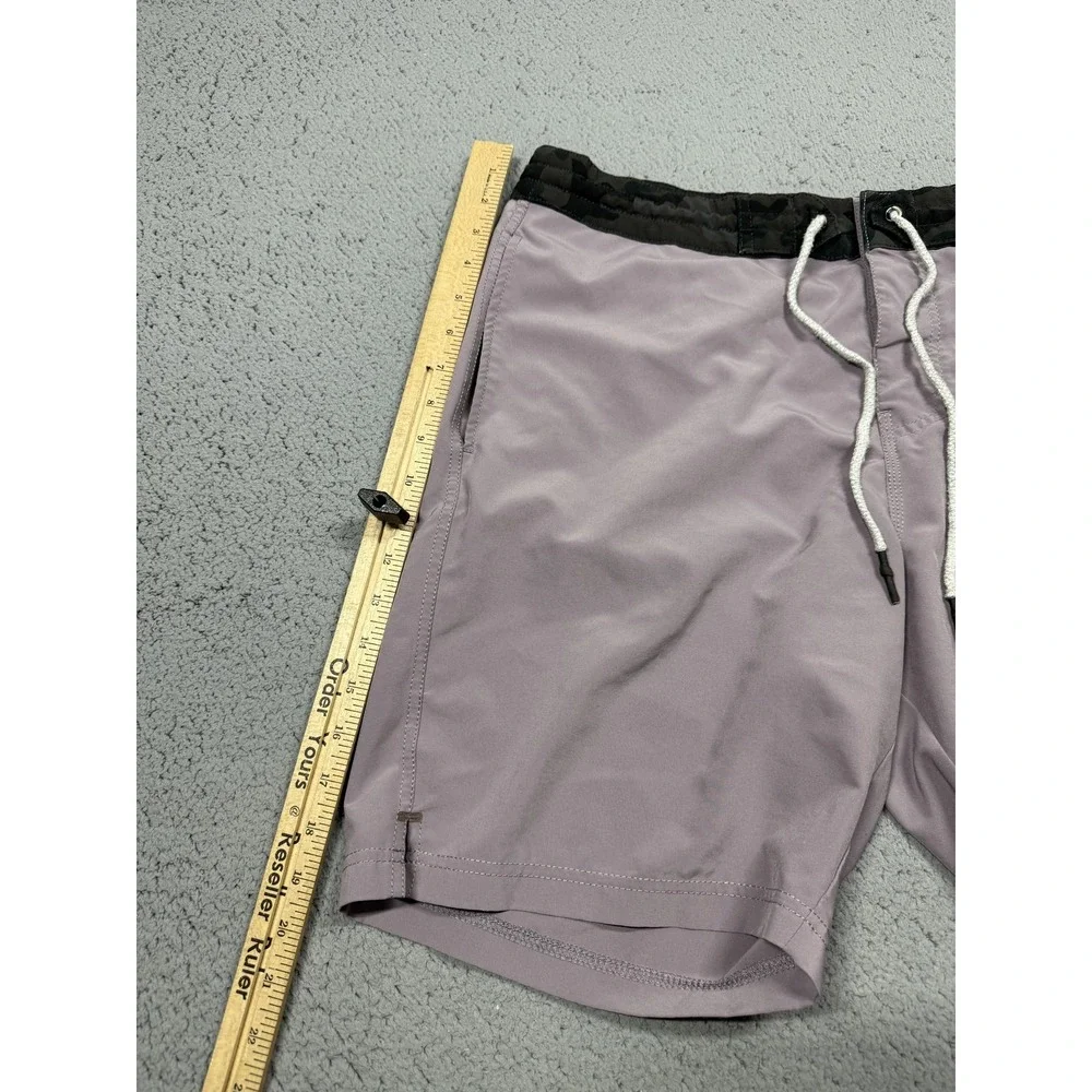 BYLT Board Shorts Mens L Purple Solid Swim Trunks Drawstring‎ Pockets Quick Dry